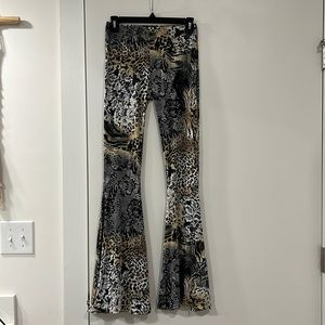 Animal print bell bottom pants